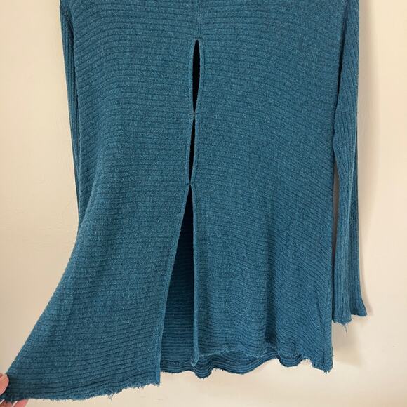 Free People We The Free Open Back Teal Blue Mock Neck Long Sleeve Sweater Size S - Picture 4 of 8
